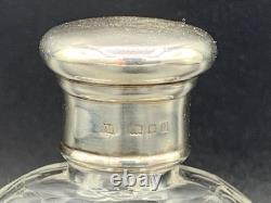 Antique Sterling Silver Topped Cut Glass Perfume Scent Bottle London Hallmark