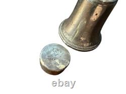 Antique Sterling Silver Weighted Bell Shape Salt Pepper Shaker with Glass Insert
