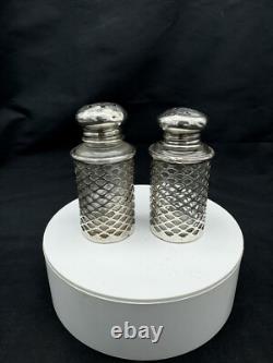 Antique Sterling Silver and Glass Salt & Pepper Shakers, 60 grams