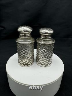 Antique Sterling Silver and Glass Salt & Pepper Shakers, 60 grams