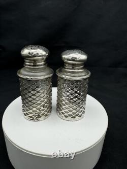 Antique Sterling Silver and Glass Salt & Pepper Shakers, 60 grams