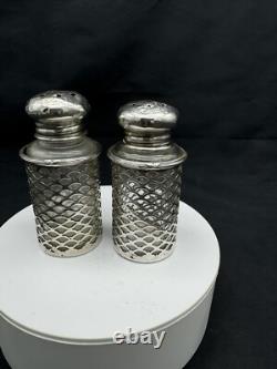Antique Sterling Silver and Glass Salt & Pepper Shakers, 60 grams