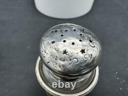 Antique Sterling Silver and Glass Salt & Pepper Shakers, 60 grams