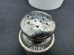Antique Sterling Silver and Glass Salt & Pepper Shakers, 60 grams