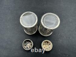 Antique Sterling Silver and Glass Salt & Pepper Shakers, 60 grams