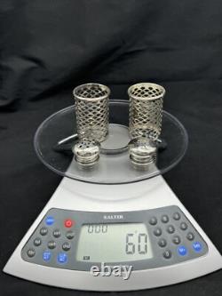 Antique Sterling Silver and Glass Salt & Pepper Shakers, 60 grams