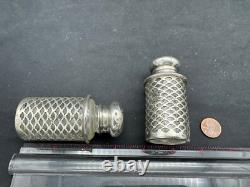 Antique Sterling Silver and Glass Salt & Pepper Shakers, 60 grams