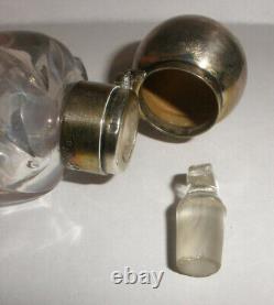 Antique Sterling Silver spiral Glass Cologne perfume bottle horn Henry Manton