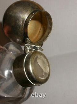Antique Sterling Silver spiral Glass Cologne perfume bottle horn Henry Manton