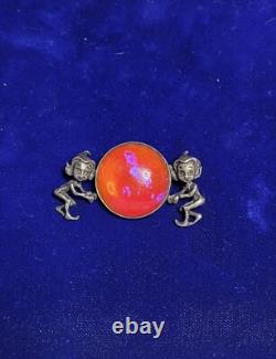 Antique Sterling dragons breath Brooch Sterling Silver Opal GlassPixie's Antique Sterling dragons breath Brooch Sterling Silver Opal GlassPixie's