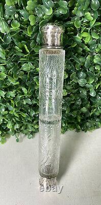 Antique Tiffany & Co. Sterling Silver Double Perfume Glass Bottle 1884 Etched