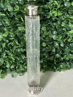 Antique Tiffany & Co. Sterling Silver Double Perfume Glass Bottle 1884 Etched