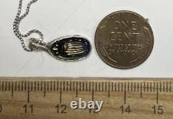 Antique Tiffany Glass Blue Glass Scarab set in Modern Sterling Silver Pendant