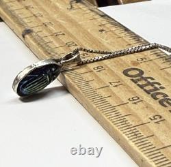Antique Tiffany Glass Blue Glass Scarab set in Modern Sterling Silver Pendant