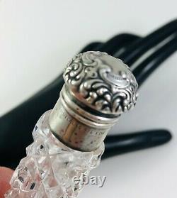 Antique Unger Bros Repousse Top Sterling Silver & Cut Glass Perfume Scent Bottle
