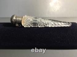 Antique Unger Brother Facet Cut Glass Scent Decanter with Sterling Silver Cap