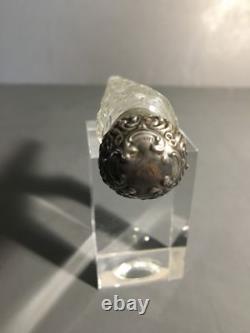 Antique Unger Brother Facet Cut Glass Scent Decanter with Sterling Silver Cap