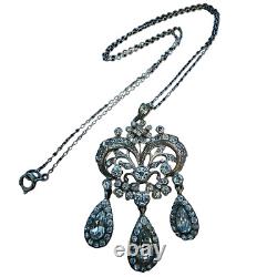 Antique VICTORIAN EDWARDIAN Girandole Silver Gold Glass Diamond Paste Necklace