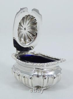 Antique Victorian 1896 Sterling Silver Blue Glass Mustard Pot Bowl Dish Cruet EB Antique Victorian 1896 Sterling Silver Blue Glass Mustard Pot Bowl Dish Cruet EB