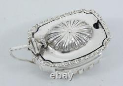 Antique Victorian 1896 Sterling Silver Blue Glass Mustard Pot Bowl Dish Cruet EB