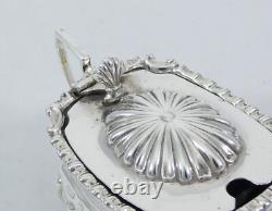 Antique Victorian 1896 Sterling Silver Blue Glass Mustard Pot Bowl Dish Cruet EB