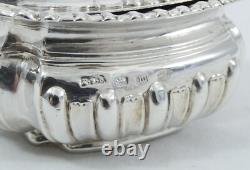 Antique Victorian 1896 Sterling Silver Blue Glass Mustard Pot Bowl Dish Cruet EB