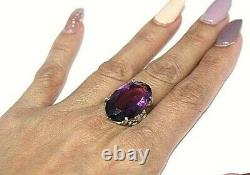 Antique Victorian Amethyst Glass Sterling Silver Exquisite Ring Sz6.5 Rg2