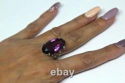 Antique Victorian Amethyst Glass Sterling Silver Exquisite Ring Sz6.5 Rg2