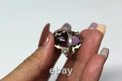 Antique Victorian Amethyst Glass Sterling Silver Exquisite Ring Sz6.5 Rg2