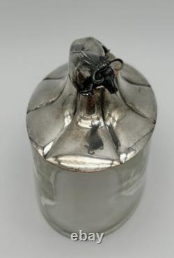 Antique Victorian Brittania Sterling Silver Glass Butter Dish HE Maker's Mark