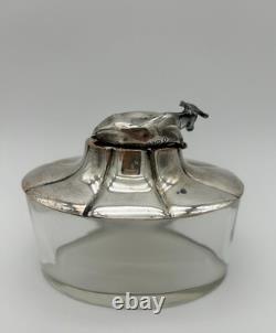 Antique Victorian Brittania Sterling Silver Glass Butter Dish HE Maker's Mark