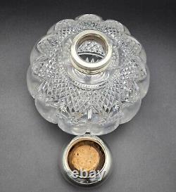 Antique Victorian Cut Crystal Glass/Sterling Silver Cap Cologne Bottle UK/1890