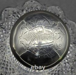 Antique Victorian Cut Crystal Glass/Sterling Silver Cap Cologne Bottle UK/1890