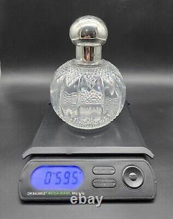 Antique Victorian Cut Crystal Glass/Sterling Silver Cap Cologne Bottle UK/1890