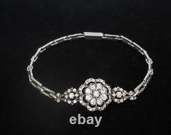 Antique Victorian Diamond Paste Silver Handcrafted Daisy Bracelet