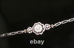 Antique Victorian Diamond Paste Silver Handcrafted Daisy Bracelet