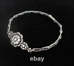 Antique Victorian Diamond Paste Silver Handcrafted Daisy Bracelet