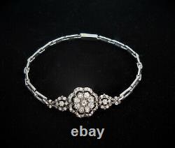 Antique Victorian Diamond Paste Silver Handcrafted Daisy Bracelet