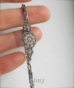 Antique Victorian Diamond Paste Silver Handcrafted Daisy Bracelet