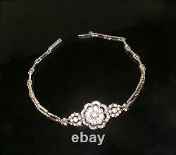 Antique Victorian Diamond Paste Silver Handcrafted Daisy Bracelet