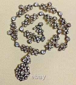 Antique Victorian Diamond Paste Sterling Silver Foiled Back Necklace, 57.6grams