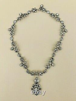 Antique Victorian Diamond Paste Sterling Silver Foiled Back Necklace, 57.6grams