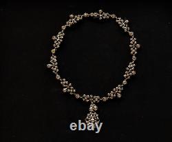 Antique Victorian Diamond Paste Sterling Silver Foiled Back Necklace, 57.6grams