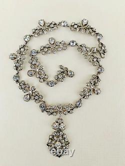 Antique Victorian Diamond Paste Sterling Silver Foiled Back Necklace, 57.6grams