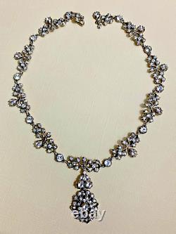 Antique Victorian Diamond Paste Sterling Silver Foiled Back Necklace, 57.6grams