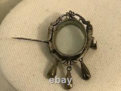 Antique Victorian Double Glass Mourning Locket Brooch