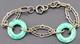 Antique Victorian Edwardian Green Peking Glass Sterling Silver Bracelet 7