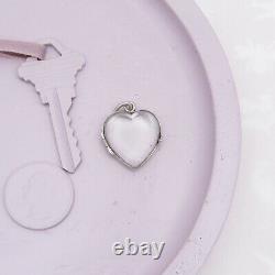 Antique Victorian French Puffy Glass Paste HEART Sterling Silver Locket Pendant