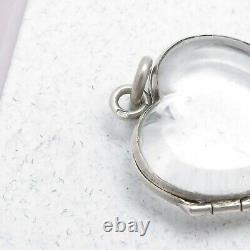 Antique Victorian French Puffy Glass Paste HEART Sterling Silver Locket Pendant