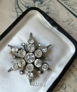 Antique Victorian Silver Old Diamond Paste Star Starburst Brooch Pin